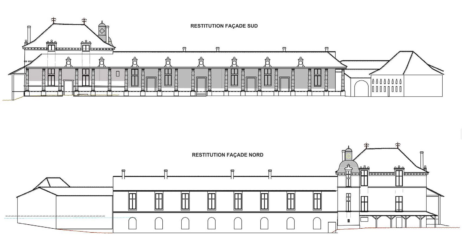 Façade sud, chateau du Fleix